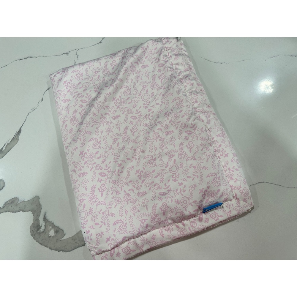 Tiddliwinks Baby Blanket Pink Floral White Plush Reversible Sherpa Fleece Trim